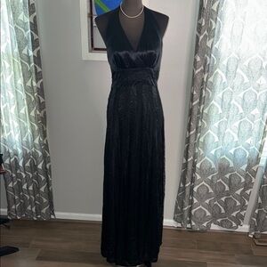 Calvin Klein 100% Silk Halter Maxi Dress
